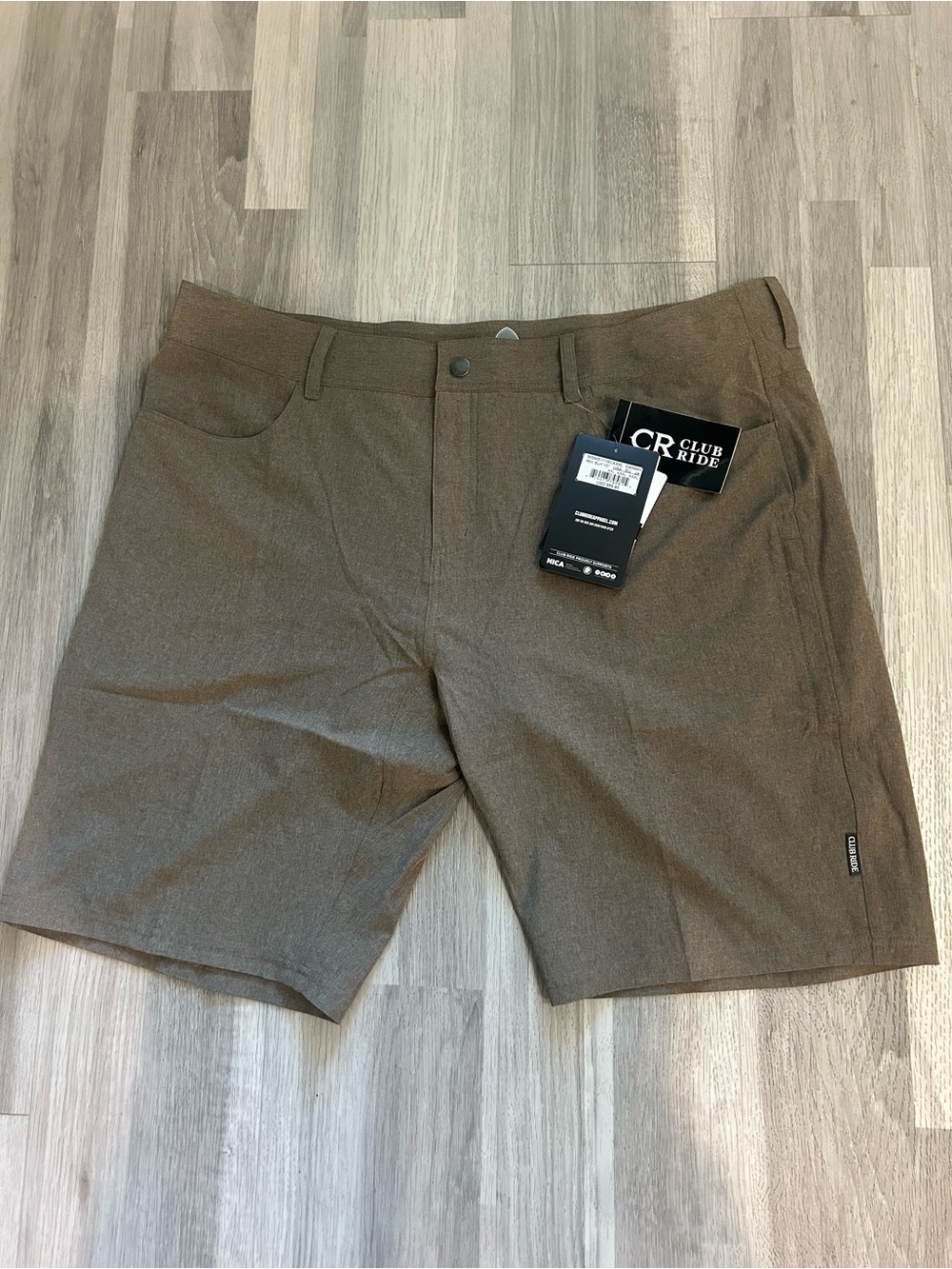 Club Ride Apparel Men’s Olive Brown Stretch Flat-Front Shorts